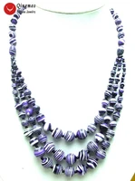 qingmos 3 strings natural agates necklace for women with 4 12mm round purple zebra stripe agates necklace jewelry 20 22 nec5696