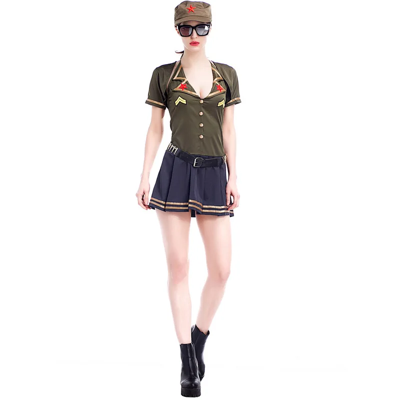 Женская сексуальная армейская Униформа костюм платье Бесплатная доставка