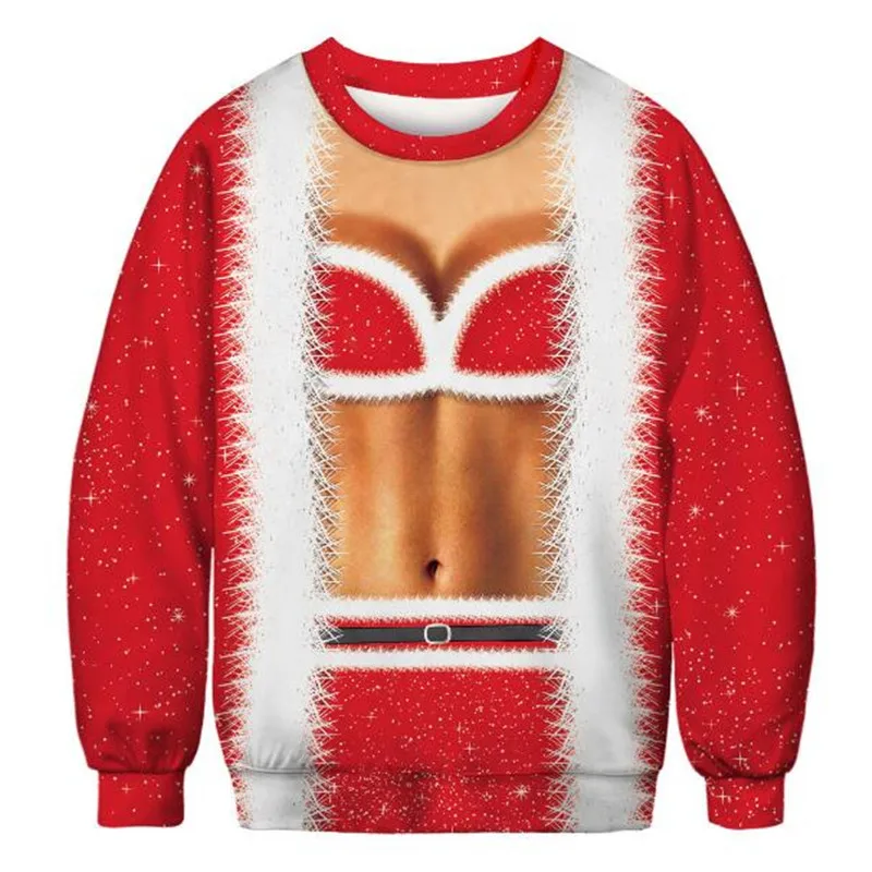 Christmas sweater 3D digital print pullover new round neck long sleeve loose large size couple | Женская одежда