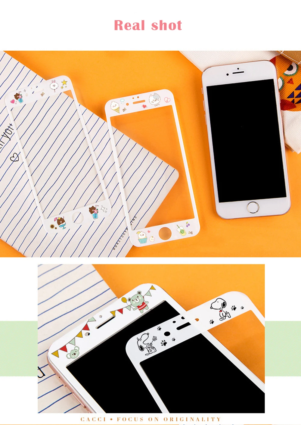 Милый мультяшный протектор экрана из закаленного стекла для iPhone 6, 7, 8, 6s Plus, защита экрана hello kitty для iPhone 6 Plus, 7 Plus, 8