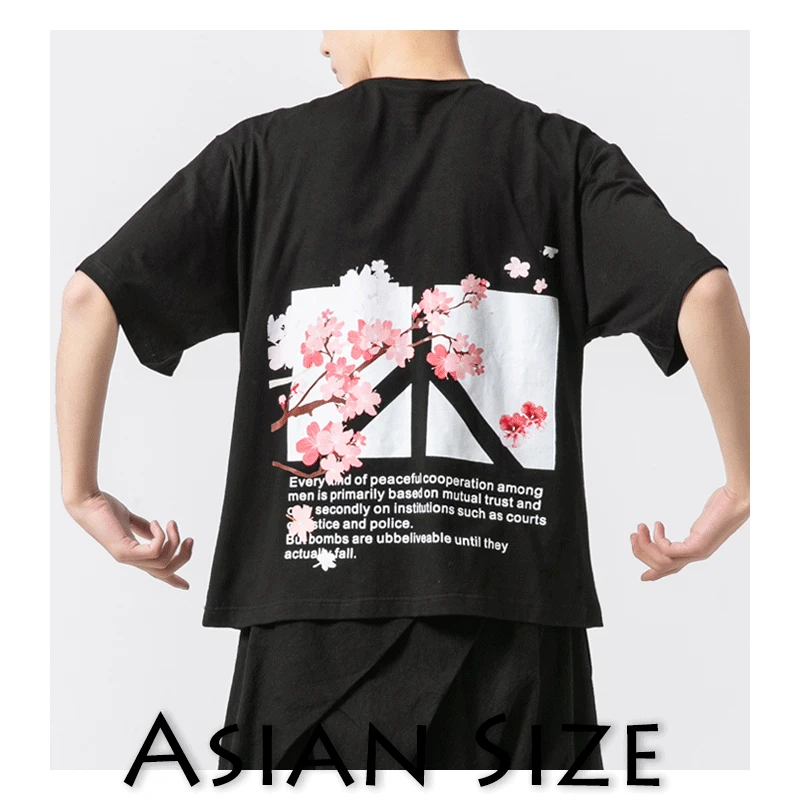 Sinicism Store футболки мужские уличная футболка Короткие мужские летние Забавные футболки Harajuku мужские хлопковые футболки в китайском стиле - Цвет: Black (Asian Size)
