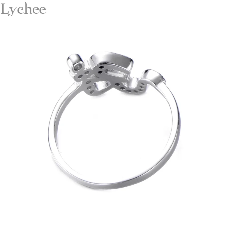 Lychee Трендовое циркониевое 925 пробы Серебряное кольцо с буквой Йога Ом модное