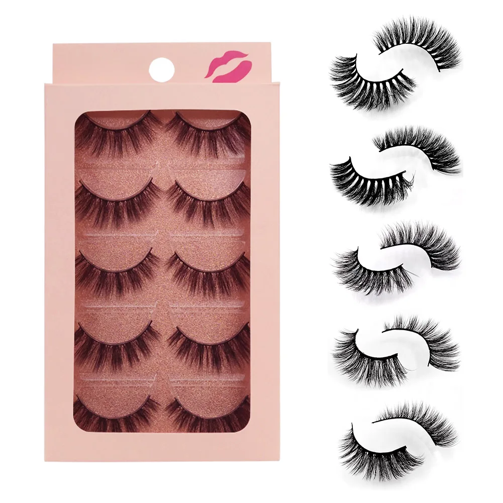 Накладные ресницы 3d норковые волосы натуральные густые 5 пар длинные крестовые