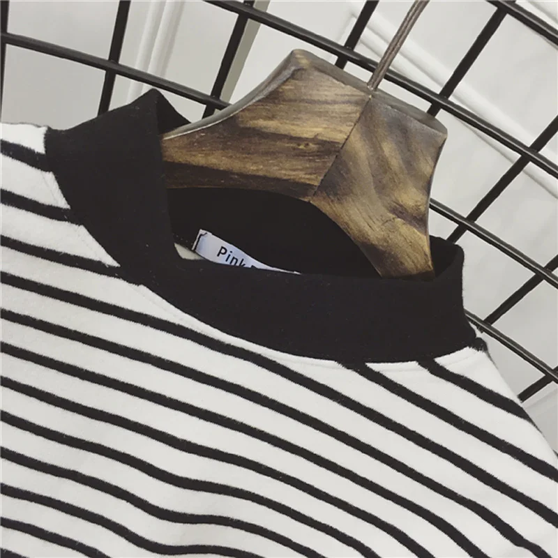 

Female T-shirt Tops Women Pullovers Harajuku Women's Shirt Long Sleeve Tees Casual Stripe Underwear OOTD Korean Fashion Clothes