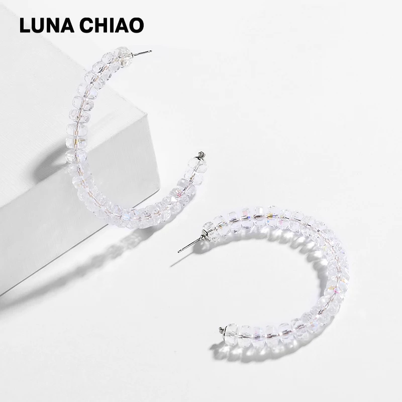 Женские большие серьги кольца LUNA CHIAO модные украшения из стекла с кристаллами в