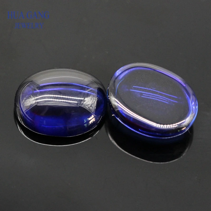 Голубой камень овальная форма кабошоны с плоским дном синтетические драгоценные