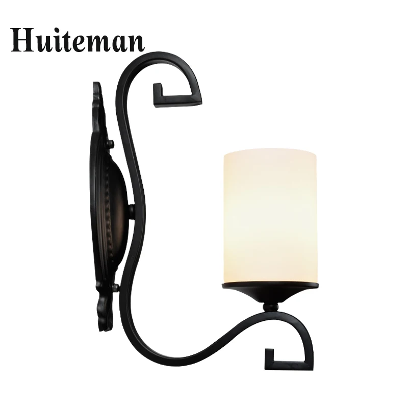 Glass Wall Lamp American Retro Country Loft Style LED lamps Industrial Vintage Iron wall light for Bar Cafe Indoor Home Lighting | Лампы и