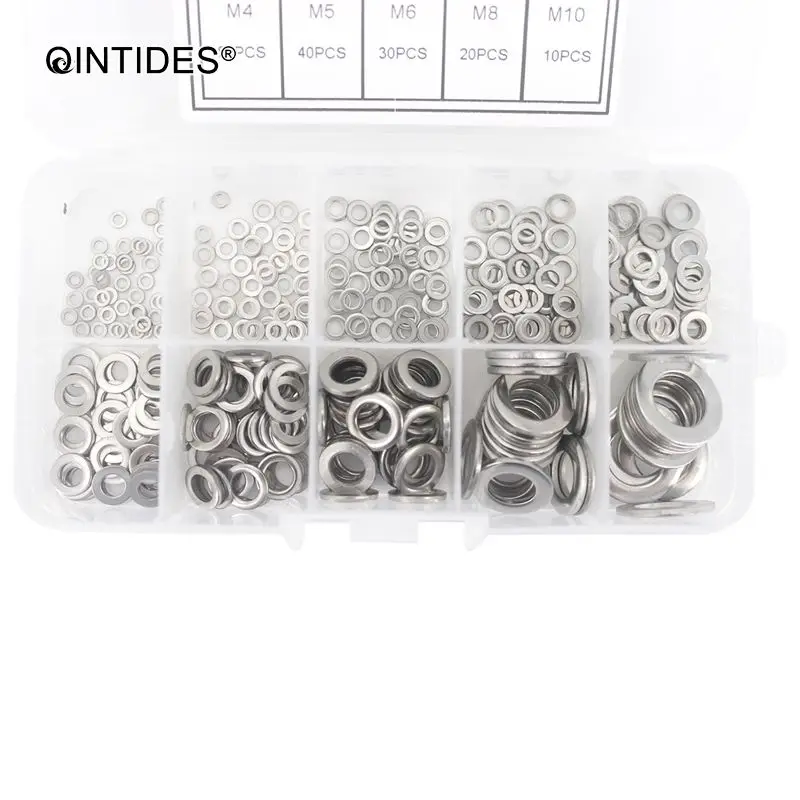 QINTIDES 400 шт. M1.6 M2 M2.5 M3 смешанные простые шайбы серия мелких продуктов класс А набор