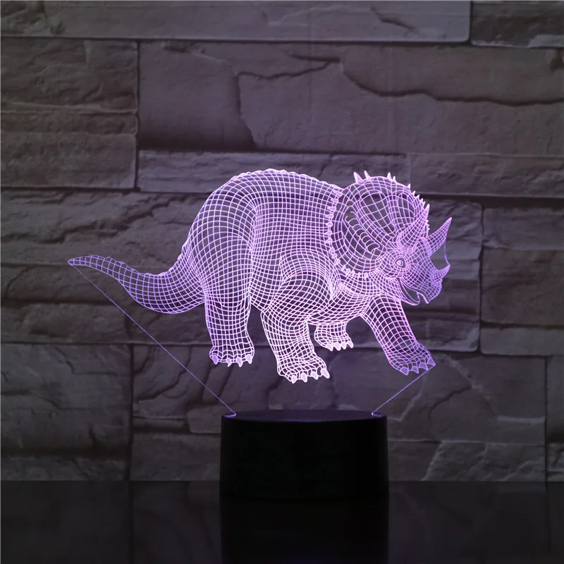 3D Динозавр лампы мальчик подарок для детей светодиодный ночник настольная лампа Touch Романтический праздник 7 цветов изменить праздничный подарок на Рождество GX1704