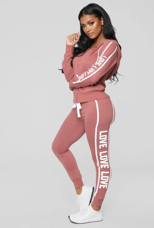 Женский комплект 2 шт. штаны и топ осенняя повседневная одежда больших размеров