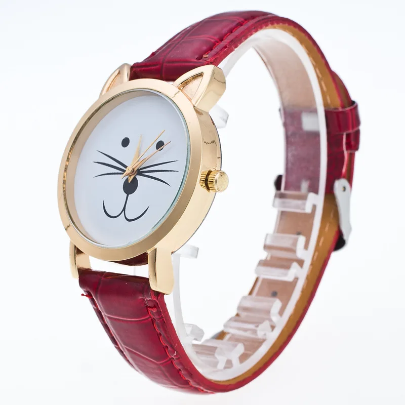 Часы женские кварцевые с кожаным ремешком милые аналоговые наручные