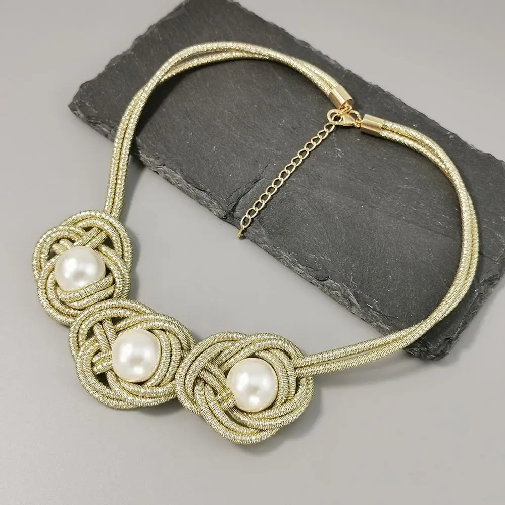 MANILAI ручная работа имитация жемчуга ожерелье-чокер металлическая цепь с узлом