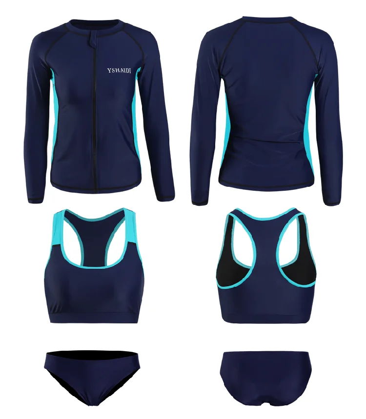 Swimwear Women's Swim Fitness Rush Guard Outdoor Sports Swimming Diving Surfing 5-Piece Set Long Sleeve Leggings Shorts Bikini