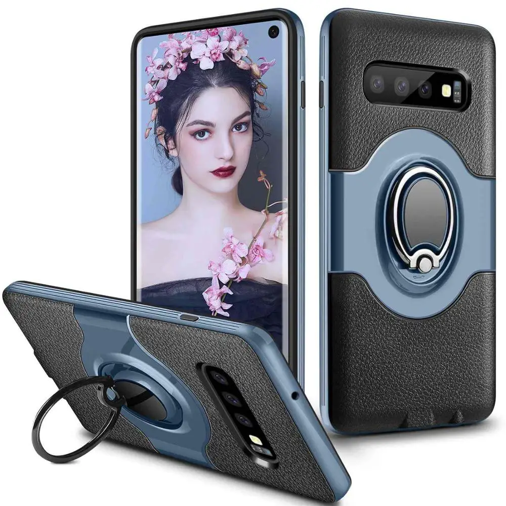 Чехол для samsung Galaxy S10 S9 S8 Plus S10e S7 Edge с кольцом-держателем и подставкой, противоударный чехол для samsung Galaxy Note 9 Note 8, чехол - Цвет: Синий