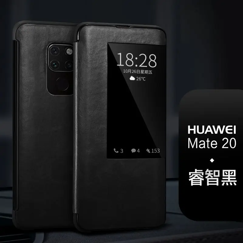 XOOMZ брендовый деловой чехол из натуральной кожи для huawei mate 20 Pro, умный спящий воловьей кожи, умный чехол для телефона huawei mate 20 - Цвет: Mate 20 Black