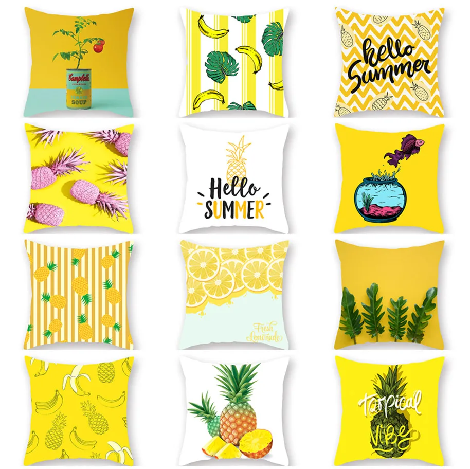 Домашний декор летний желтый ананас вельветовый чехол для подушки Подушка