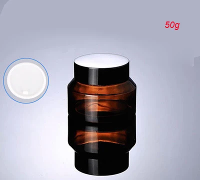 50G brown glass cream jar with black lid, glass cream jar 50g, amber glass 50g Cosmetic Jar , 50g Cosmetic Packaging glass bottle