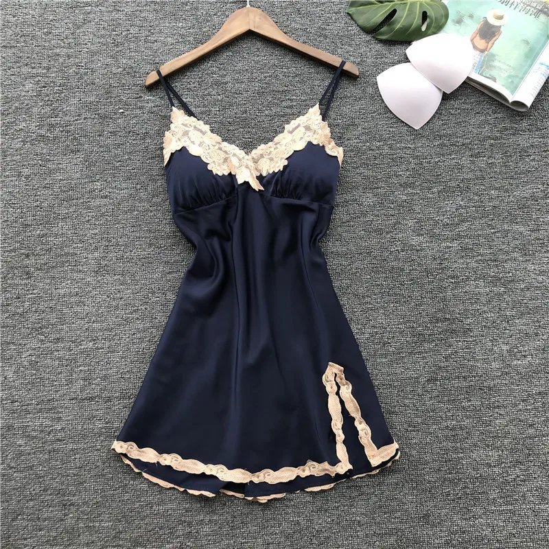 Women Sexy Lace Sleepwear 5pcs Sleep Lounge Set Faux Silk Pyjamas Femme Night Dress + Bathrobe Nightwear Clothing Suit | Женская одежда