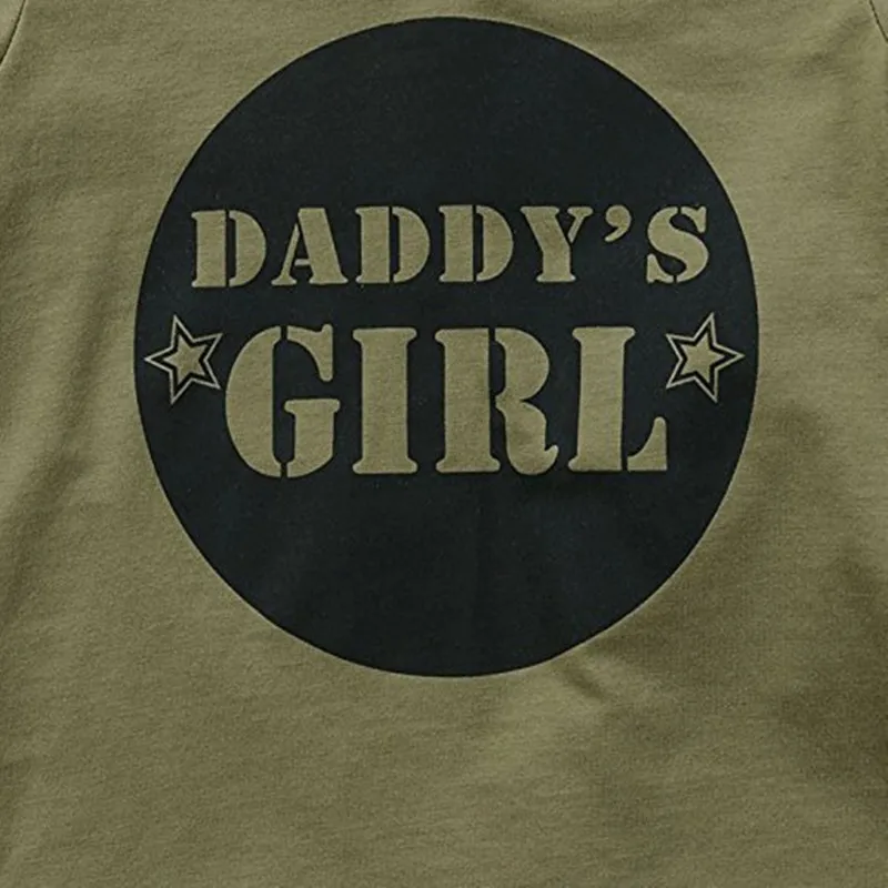 

0-2 years old daddy's girl letter camouflage 3 pieces with a headband.