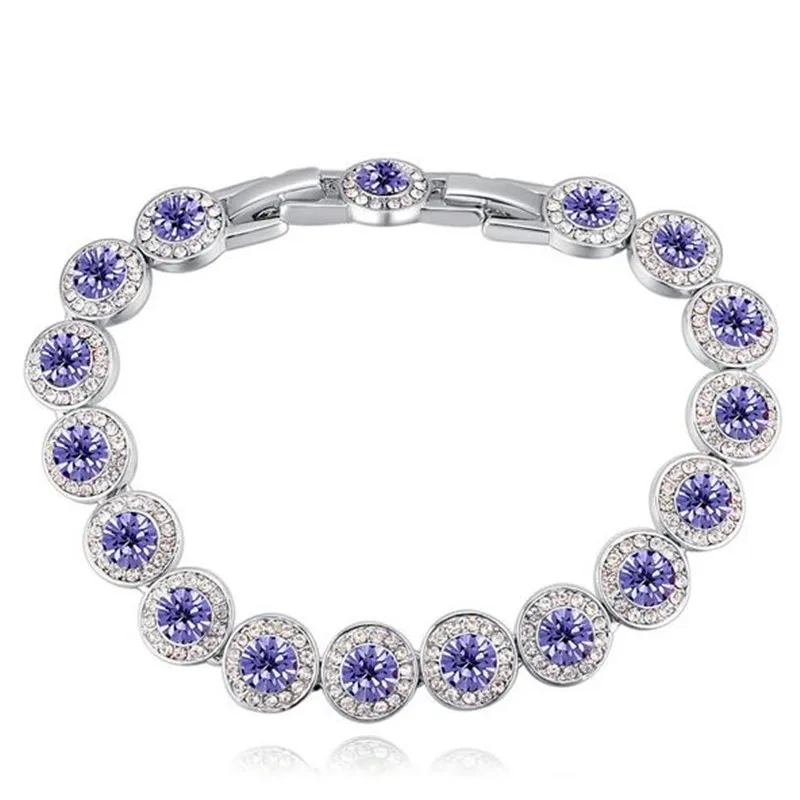Purple SHDEDE австрийский кристалл от Swarovski шарм браслеты для женщин Мода красочные известная марка ювелирных изделий-25067 - Окраска металла: Purple