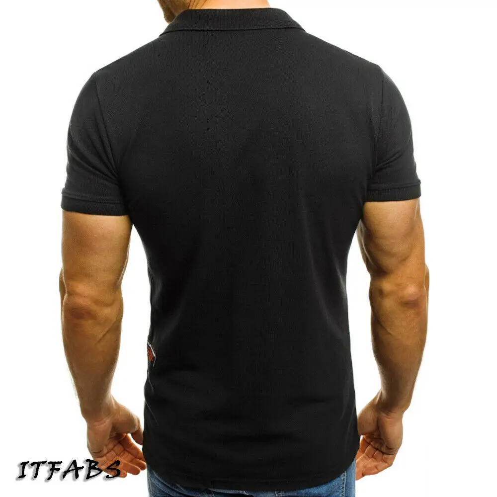 Мужская футболка с коротким рукавом на молнии|Мужские футболки| |