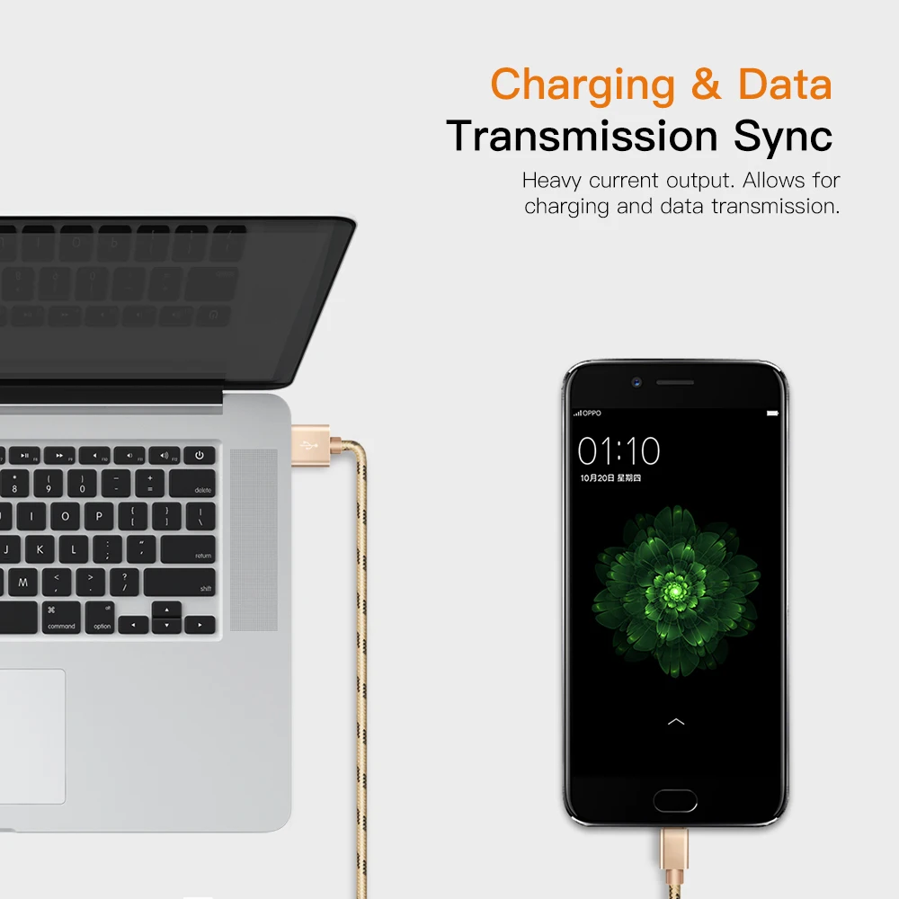 Зарядный кабель USB Type C нейлоновый плетеный для передачи данных и синхронизации