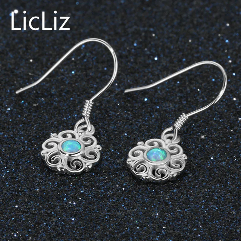 Женские серьги подвески из серебра с голубым огненным опалом|earrings for|earrings for