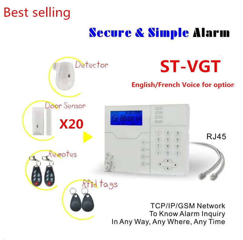 

2019 Best Alarm ST-VGT Wireless Ethernet TCP IP Alarm GSM Alarm System With 32 Wireless zone and 8 wired Zone Smart Alarm System