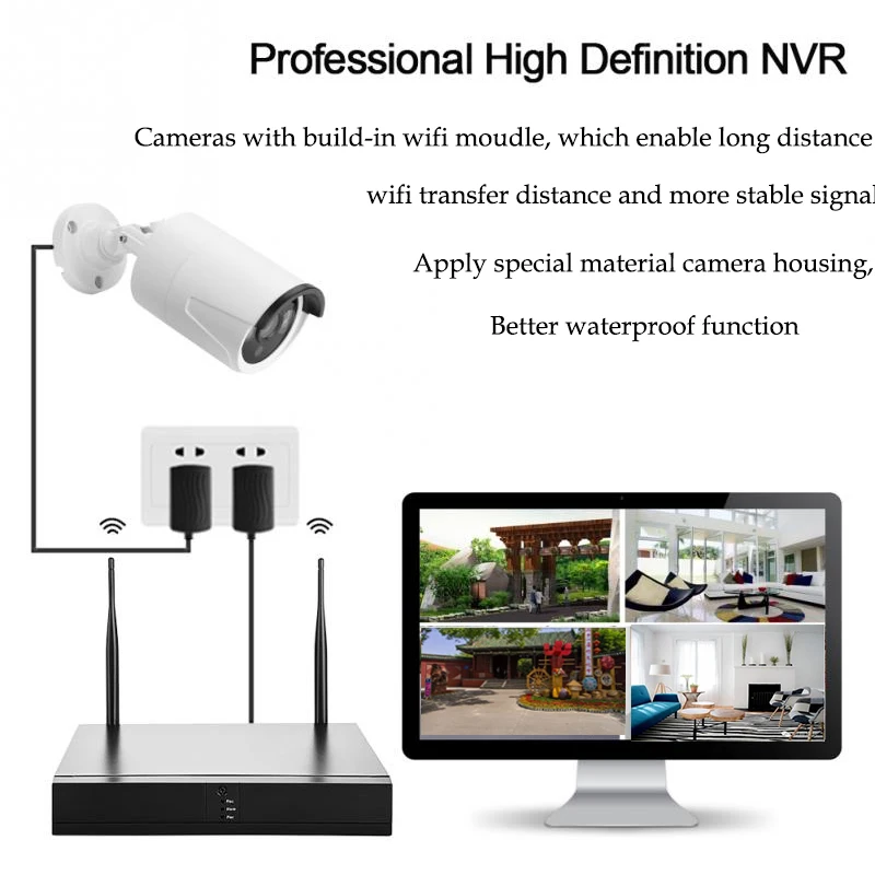 Wifi Wireless NVR Kits Security System IP waterproof Camera set 4CH CCTV Video Surveillance system | Безопасность и защита