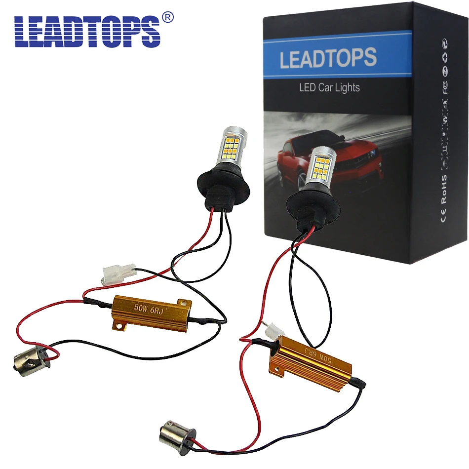 LEADTOPS T20 Led 42 Light High Power Daytime Running Light+Turn Signal DRL Dual Mode 1156 7440 WY21W LED Lamps BE|daytime running lights|running