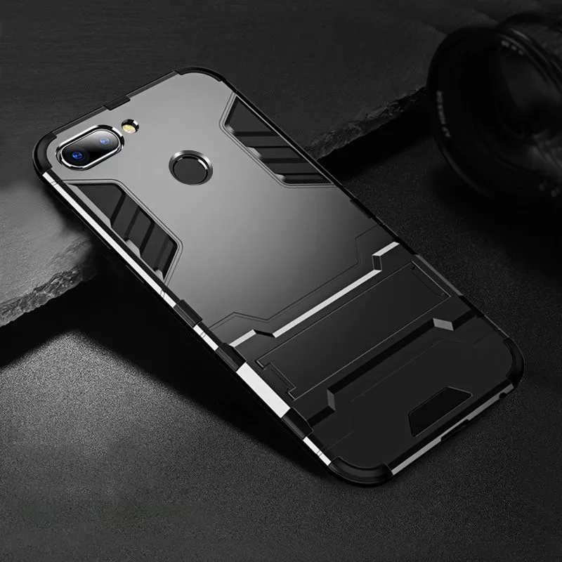 Black Чехол для xiaomi mi 8 lite, противоударный чехол из ТПУ+ поликарбоната, жесткий пластик с подставкой, двойной гибридный Чехол для задней панели, чехол для xiaomi mi 8 lite - Цвет: Black