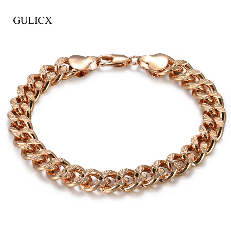 GULICX Trendy Rose Gold Color Women and Men Bracelets Stainless Steel Chain &amp Link Unisex Statement Jewelry GLBL051a |