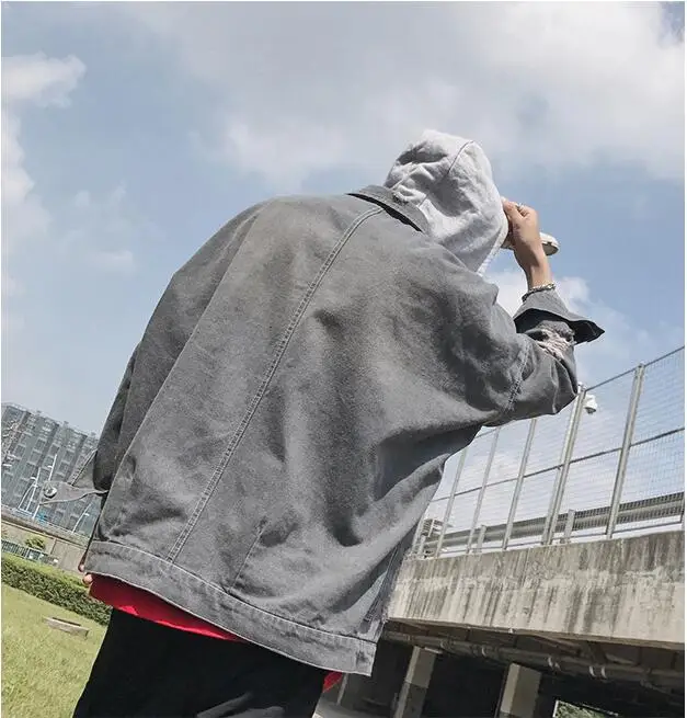 

Loldeal Men's Winter Denim Hooded Jacket Slim Fit Casual Jacket Button Down Distressed Jeans Coats Outwear