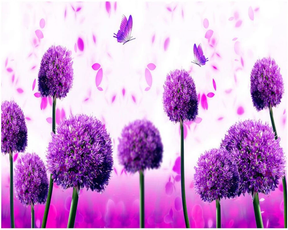 

beibehang HD wallpaper beautiful purple lavender butterfly dancing TV bedroom living room background wall papel de parede tapety