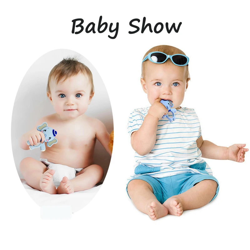 Silicone Baby Teether Elephant 5pcs Bpa Free Infant Pendant Necklace Food Grade Jewelry Teething Chew Toy Pacifier Clip Animal | Мать и