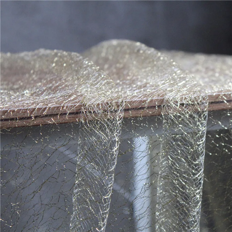 Асимметричная кружевная сетчатая ткань Lace7 1 ярд прозрачная золотистая марля для