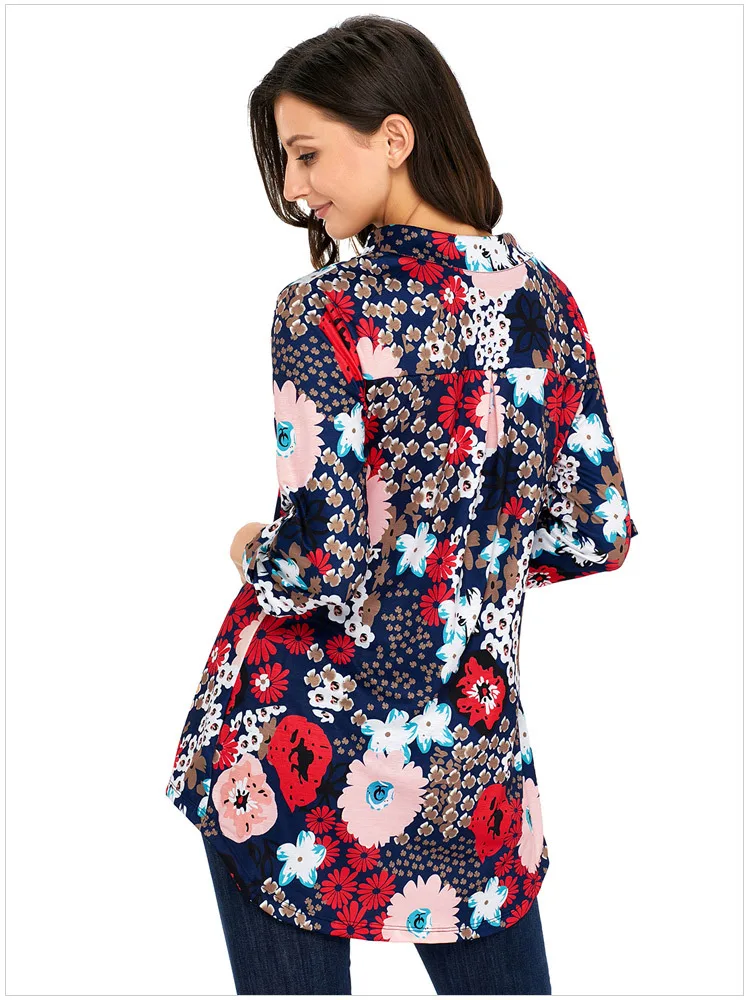 Женские футболки 2018 Лето Осень Элегантная футболка с рукавом три четверти