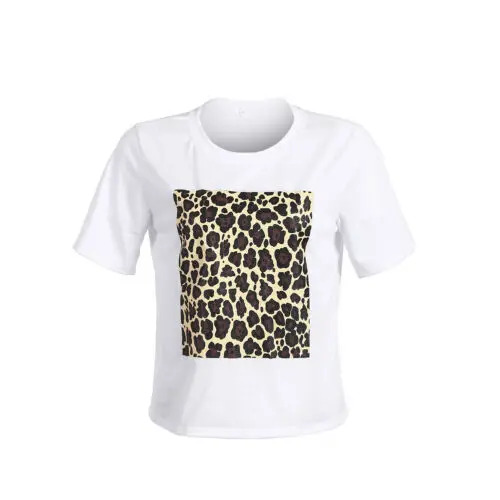 2019 Newest Fashion Hot Women Short Sleeve Leopard Shirt Paillette Summer Casual Tee Tops T shirt | Женская одежда