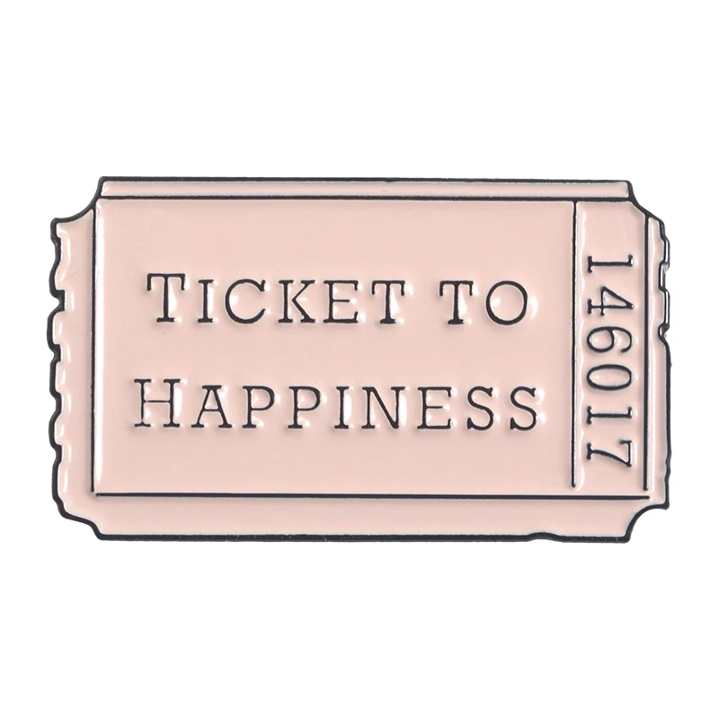happiness Эмалированные булавки для билетов на счастье в любом месте на заказ винтажный мешочек для брошек одежды нагрудные значки креативные ювелирные изделия подарок - Окраска металла: happiness