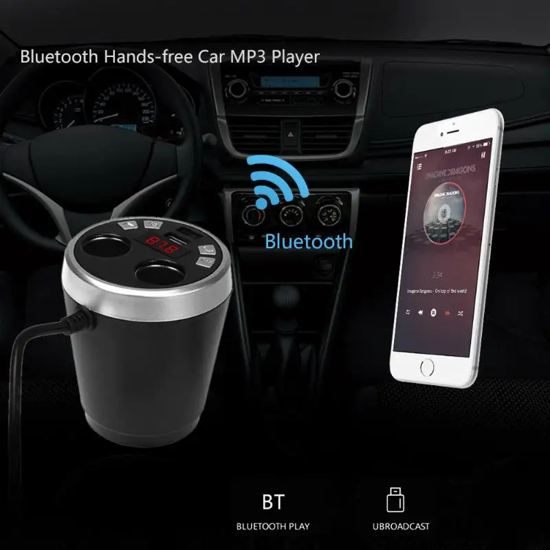 Bluetooth автомобильный fm-передатчик модулятор Автомобильный mp3 плеер Беспроводной Громкая связь Музыка Аудио с двойным USB интерфейсом автомобильное зарядное устройство