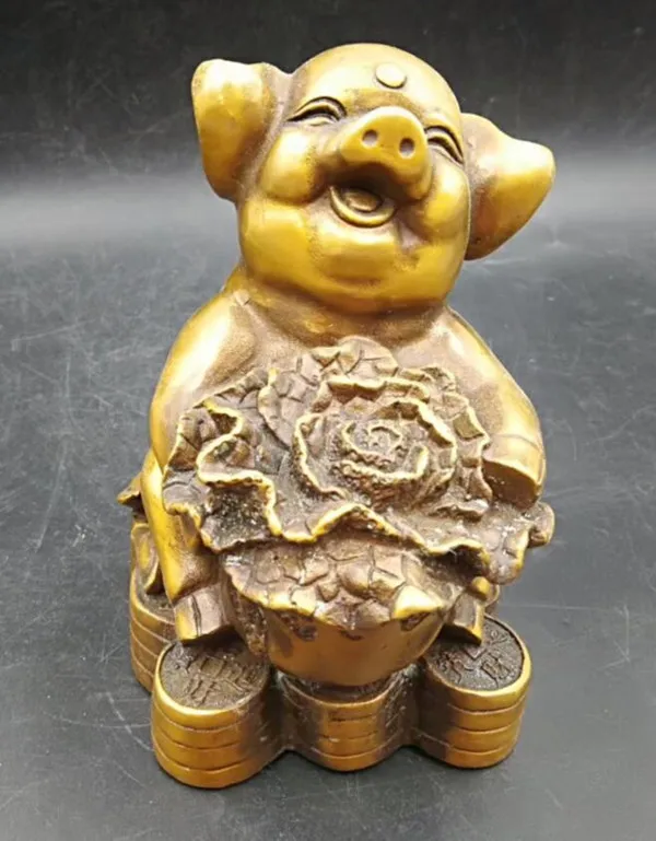 

Китайская архаизовая статуя двенадцати знаков зодиака фэн-шуй, латунная статуя богатства