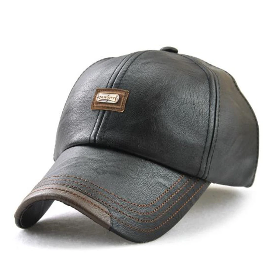 LA SPEZIA, Мужская кепка, черная кожа, бейсболка, s, мужская, регулируемая, Классическая, с длинными полями, из искусственной кожи, осень, зима, для вождения, бейсбольная кепка - Цвет: Black