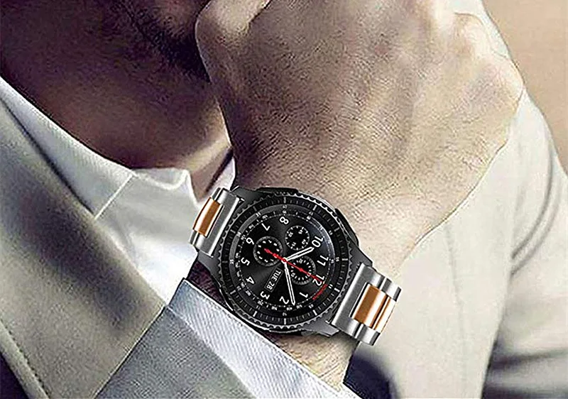 22 мм ремешок для часов из нержавеющей стали для samsung Galaxy 46 мм gear S3 классический/ремешок для huawei Watch GT 2 Классические ремешки для часов
