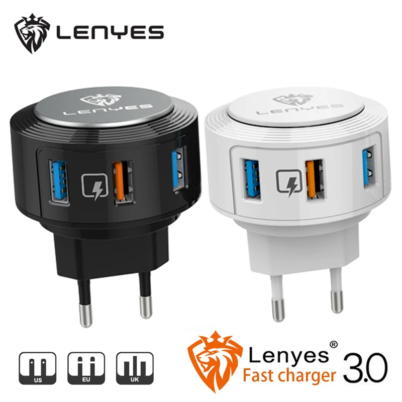 Новое зарядное устройство Lenyes 3 USB ЕС Великобритания США адаптер для быстрой