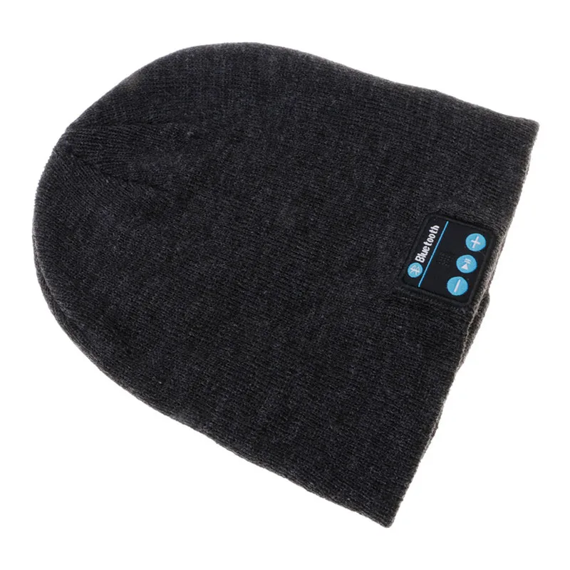 Темно-серый Rechargeable Wireless Bluetooth Music Headset Speaker Smart Warm Knitted Hat Running hat - Цвет: Темно-серый