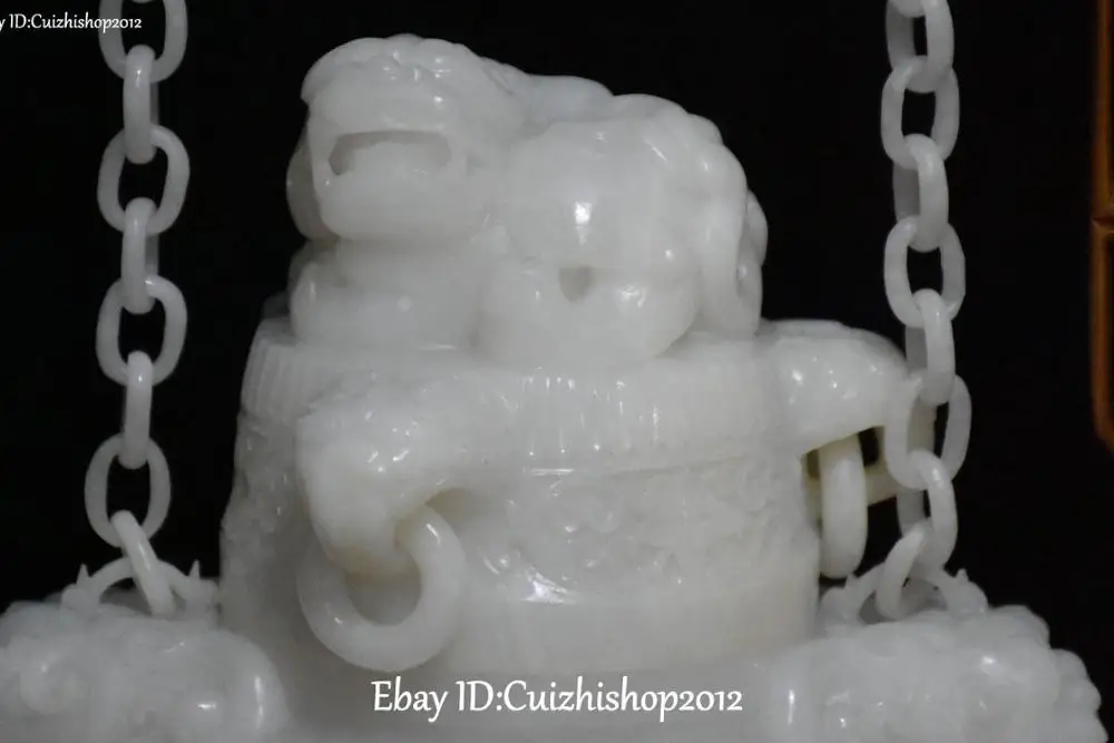 26 &quotСиньцзян чистый натуральный белый нефритовый Лев висячая курильница для