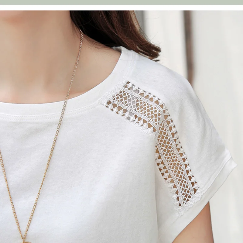 

shintimes 5XL Plus Size Hollow Out Tee Shirt Femme Summer Korean Fashion Cotton T Shirt Women Short Sleeve Tops Womens Clothing