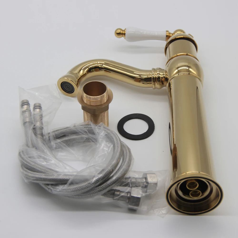 Классический смеситель для умывальника в форме человека золотого цвета