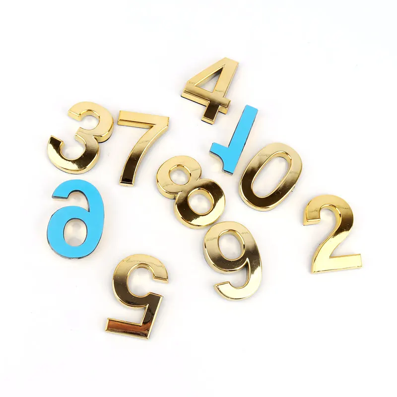 1 шт. номерной знак 0,1, 2,3, 4,5, 6,7, 8,9, современный золотой самоклеющийся дверной номер дома, квартиры, отеля, офиса, автомобиля DIY Декор таблички