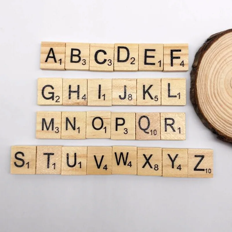 100 шт./компл. английских слов деревянные буквы алфавита Плитки черный Scrabble и цифры
